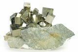 Spectacular Natural Pyrite Cube Cluster in Rock - Navajun, Spain #325090-1